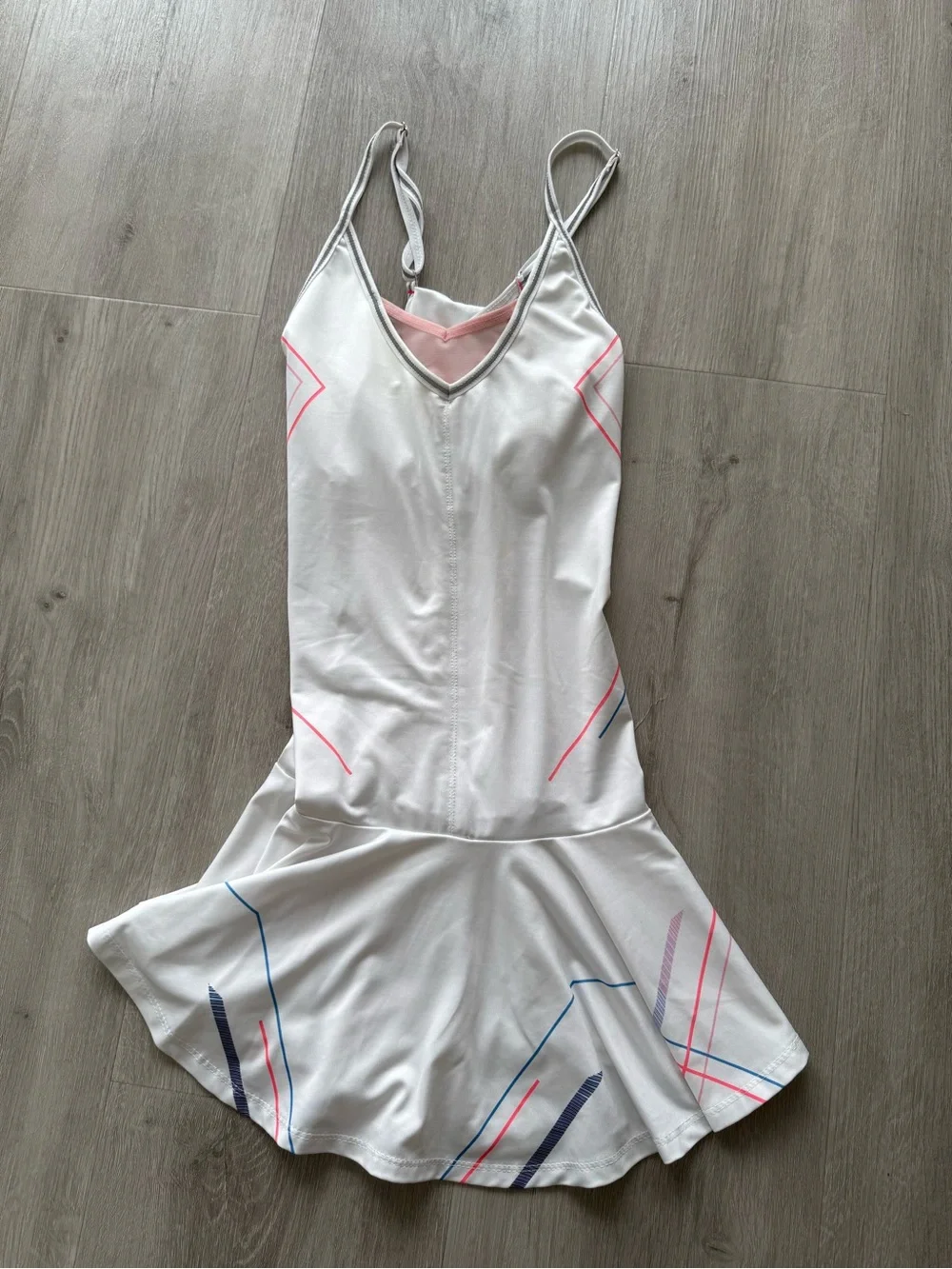 K-Swiss White Tennis Dress with Pink & Blue Trim - Picture 1 of 6
